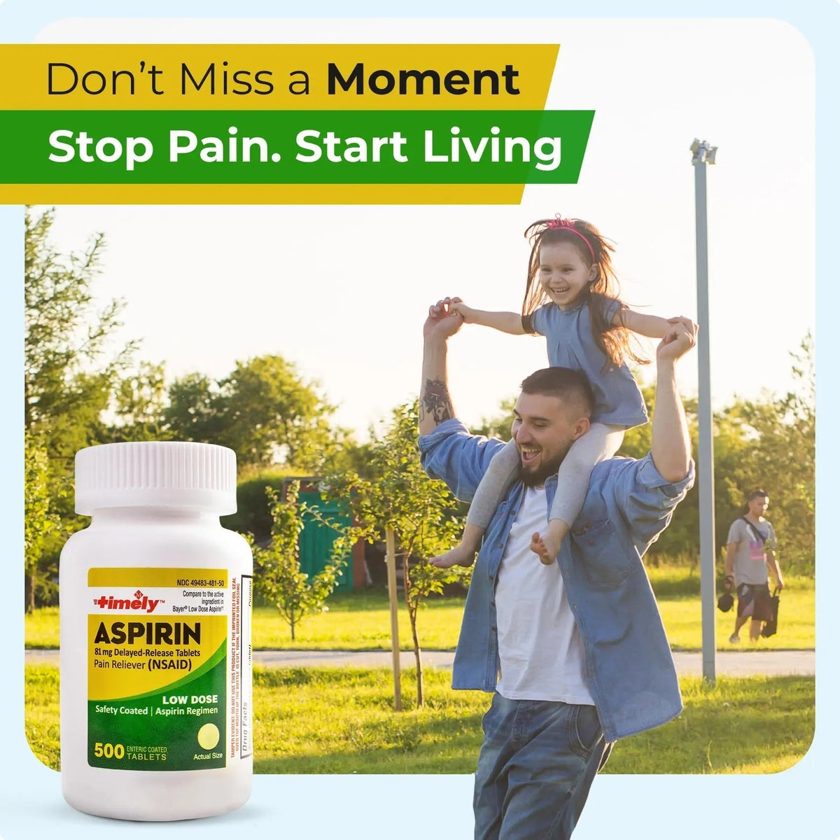 TIME-Cap Labs 500 Tablets Low Dose Aspirin 81mg Enteric Coated - NSAID Pain Reliever & Fever Reducer for Adults, Helps with Minor Aches, Headaches, Muscle Pain, Toothaches, and Joint Discomfort - PrimeBioHealth - canada supplements