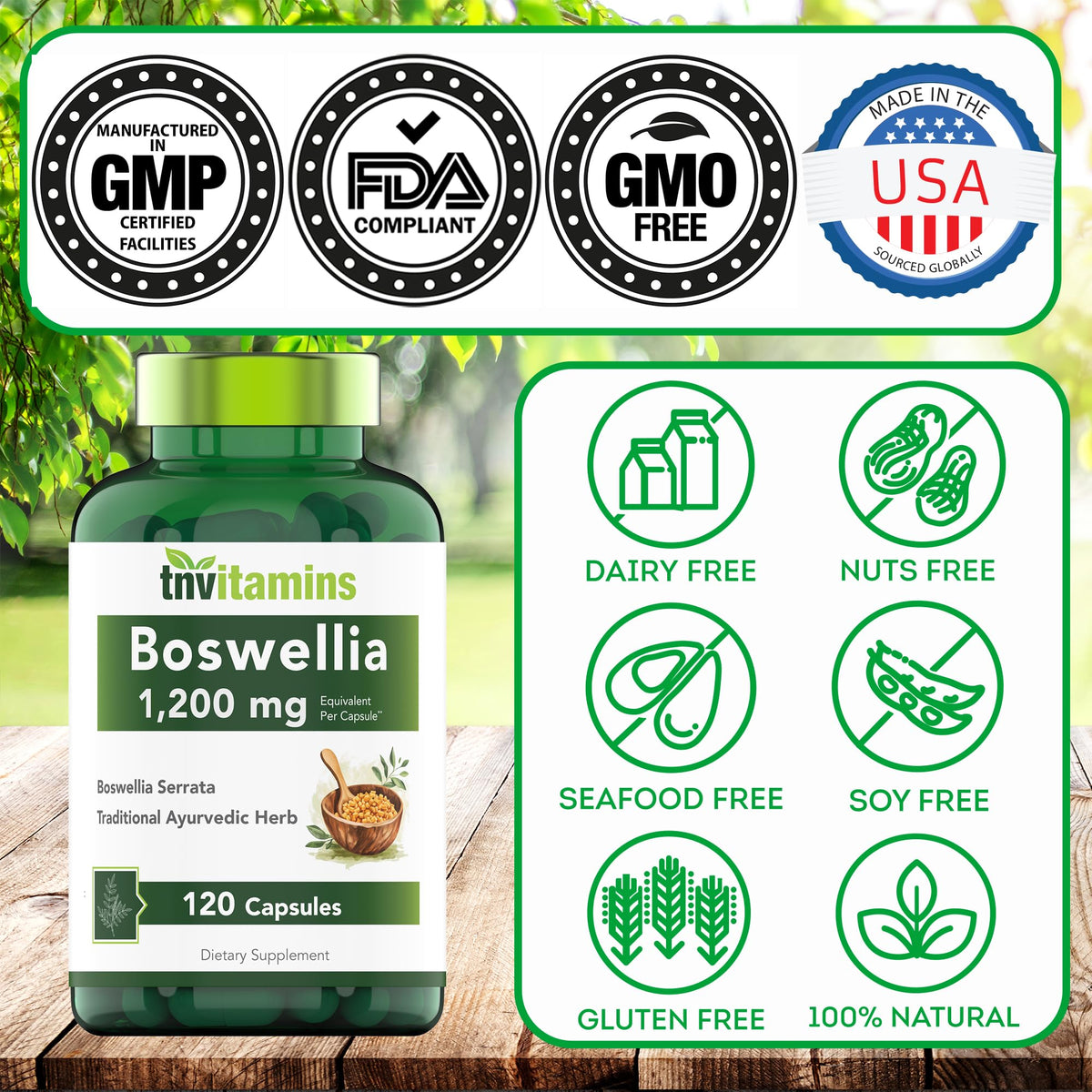 tnvitamins Boswellia Extract Capsules, 120 Count | 1,200 mg Per Capsule | 65% Boswellic Acids + 10:1 Concentrated Extract | Boswellia Serrata - PrimeBioHealth - canada supplements