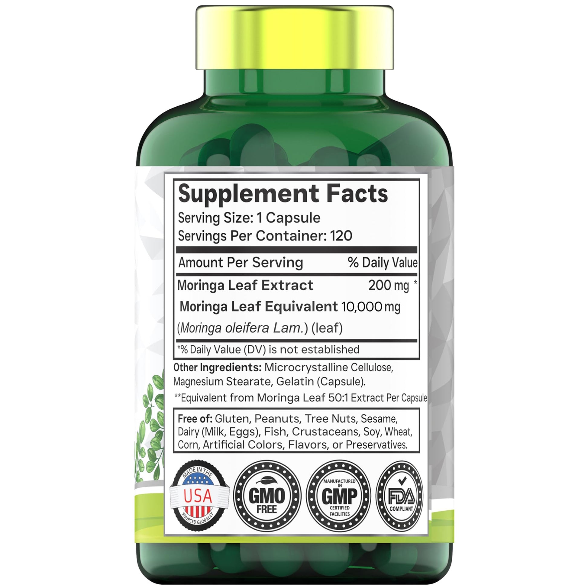 tnvitamins Moringa Capsules 10,000 mg - 120 Capsules | High Potency Moringa Leaf Extract Superfood Supplement for Energy - PrimeBioHealth - canada supplements