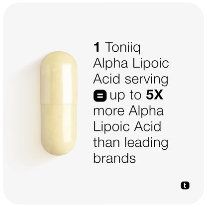 Toniiq 1000mg Ultra High Strength Alpha Lipoic Acid Capsules - Highly Purified 99%+ USP Standard - 120 Capsules ALA Supplement - PrimeBioHealth - canada supplements