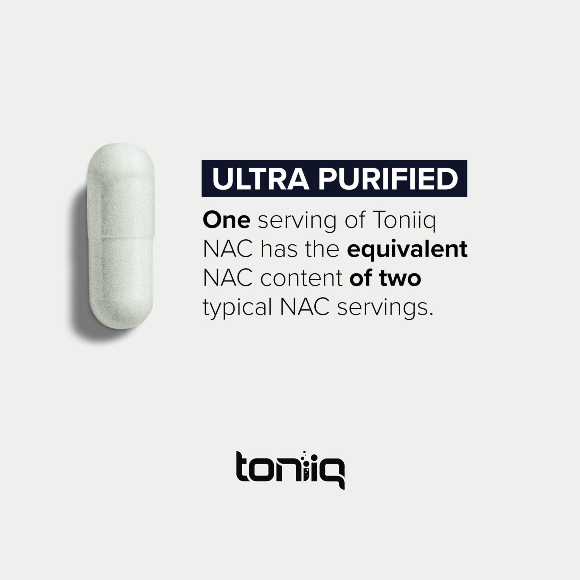 Toniiq 1300mg NAC - 4 Month Supply - Min. 98%+ Tested Purity - Ultra High Strength Bioavailable NAC Cysteine Supplement - 240 Vegetarian N Acetyl Cysteine - PrimeBioHealth - canada supplements