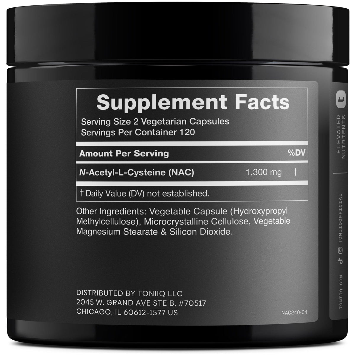 Toniiq 1300mg NAC - 4 Month Supply - Min. 98%+ Tested Purity - Ultra High Strength Bioavailable NAC Cysteine Supplement - 240 Vegetarian N Acetyl Cysteine - PrimeBioHealth - canada supplements