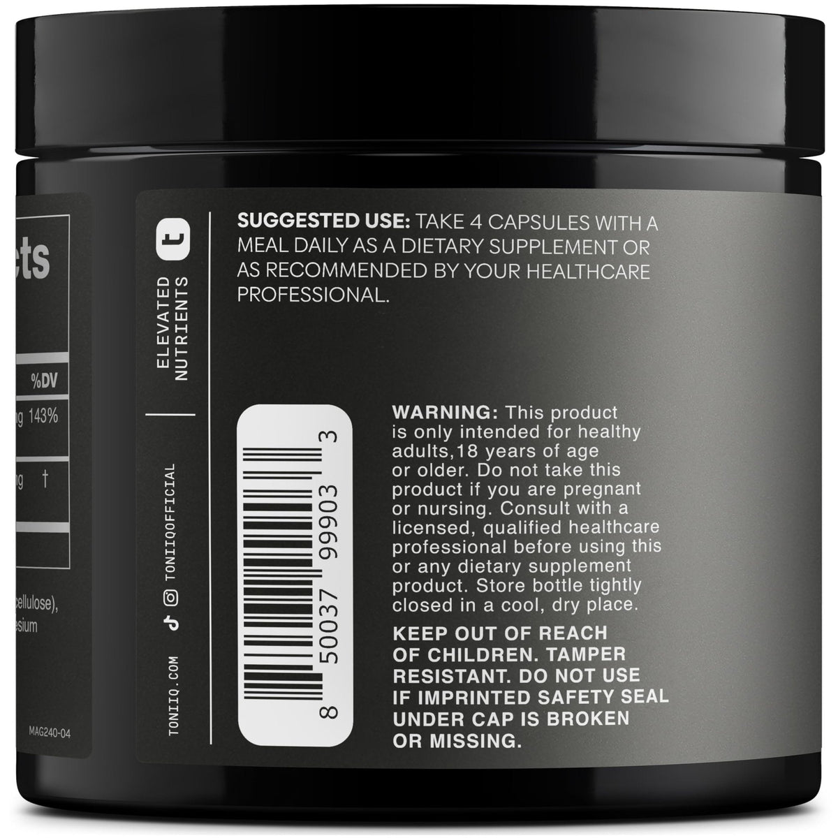 Toniiq 3,000mg Ultra High Strength Magnesium Glycinate - 20% Purified to Contain 600mg of Elemental Magnesium - Chelated and Bioavailable Magnesium - PrimeBioHealth - canada supplements