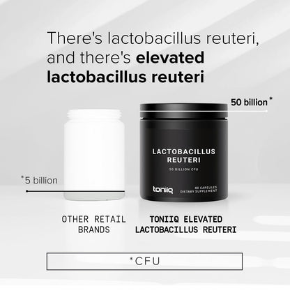 Toniiq 50 Billion CFU Lactobacillus Reuteri Probiotic 50mg per Serving - L Reuteri Probiotics - Highest CFU Count Lactobacillus Reuteri Probiotic - 60 Vegetarian Capsules - 60 Servings - PrimeBioHealth - canada supplements
