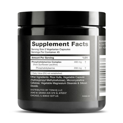 Toniiq Phosphatidylserine - 400mg Formula - World’s First 50% Purity - Highest Purity in the US - Soy Free Phosphatidylserine Supplement - PrimeBioHealth - canada supplements