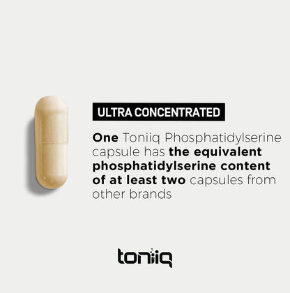 Toniiq Phosphatidylserine - 400mg Formula - World’s First 50% Purity - Highest Purity in the US - Soy Free Phosphatidylserine Supplement - PrimeBioHealth - canada supplements