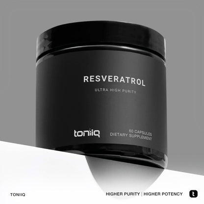 Toniiq Ultra High Purity Resveratrol Capsules - 98% Trans-Resveratrol - Highly Purified and Bioavailable - 60 Caps Reservatrol Supplement - PrimeBioHealth - canada supplements