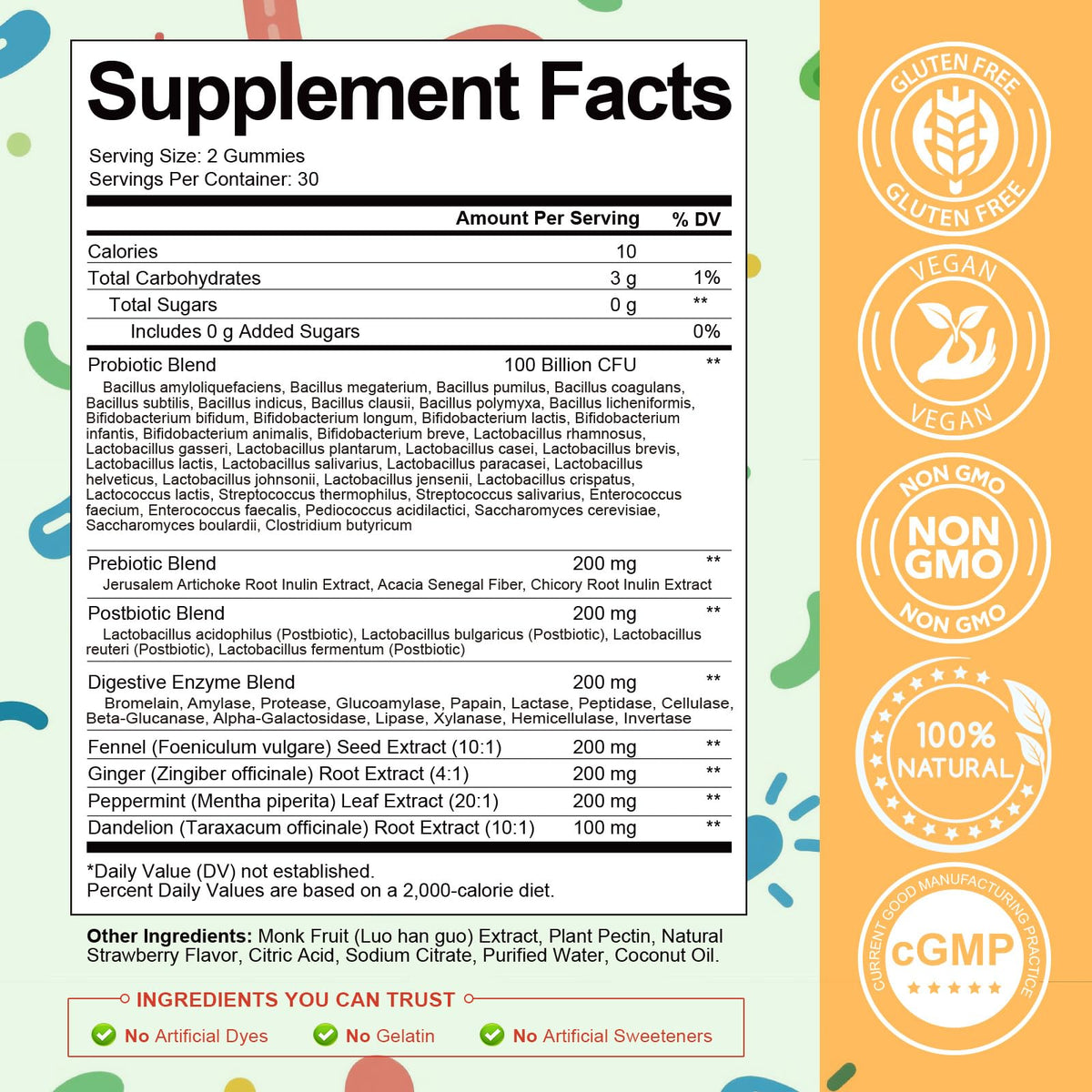 Totaria Sugar Free 5-in-1 Probiotic Prebiotic Postbiotic Gummy, 36 Strains Probiotics for Women Men with Digestive Enzymes, Peppermint, Complete Immune, - PrimeBioHealth - canada supplements