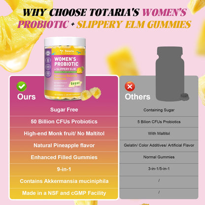 Totaria Sugar Free Probiotics for Women, Feminine Balance Gummies, 50 Billion CFU Vaginal Probiotic Prebiotic w/Slippery Elm, Cranberry, for Vaginal, Urinary Tract - PrimeBioHealth - canada supplements
