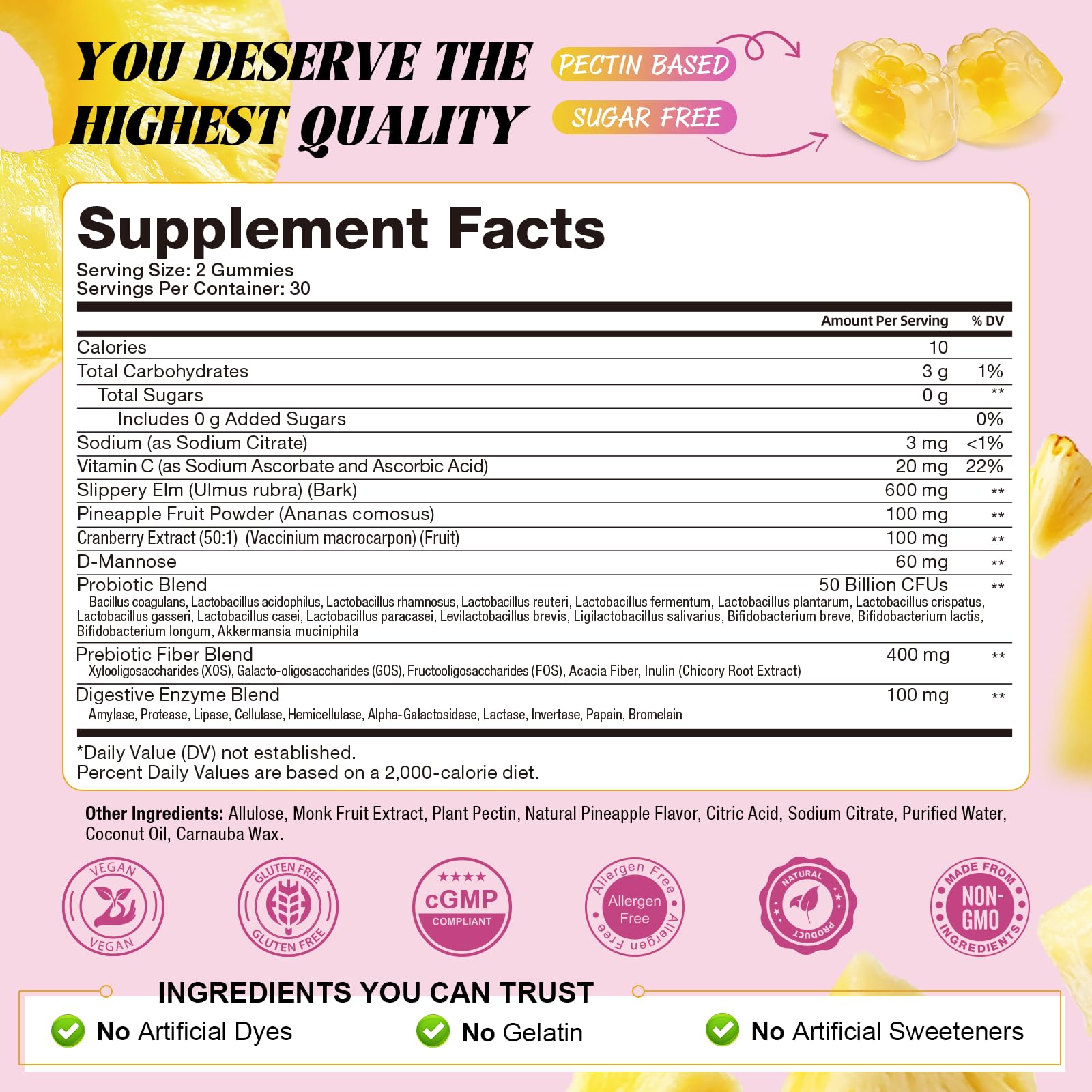 Totaria Sugar Free Probiotics for Women, Feminine Balance Gummies, 50 Billion CFU Vaginal Probiotic Prebiotic w/Slippery Elm, Cranberry, for Vaginal, Urinary Tract - PrimeBioHealth - canada supplements