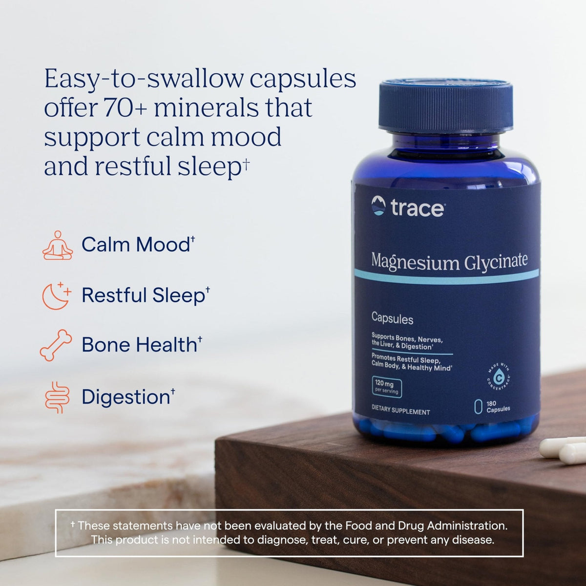 Trace Minerals Magnesium Glycinate - Gentle Magnesium Glycinate Supplement for Healthy Sleep & Relaxation Support - Healthy Mind & Energy - PrimeBioHealth - canada supplements
