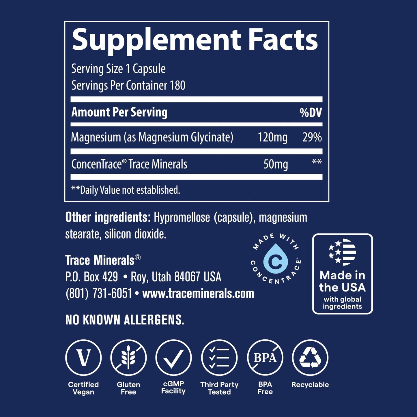 Trace Minerals Magnesium Glycinate - Gentle Magnesium Glycinate Supplement for Healthy Sleep & Relaxation Support - Healthy Mind & Energy - PrimeBioHealth - canada supplements