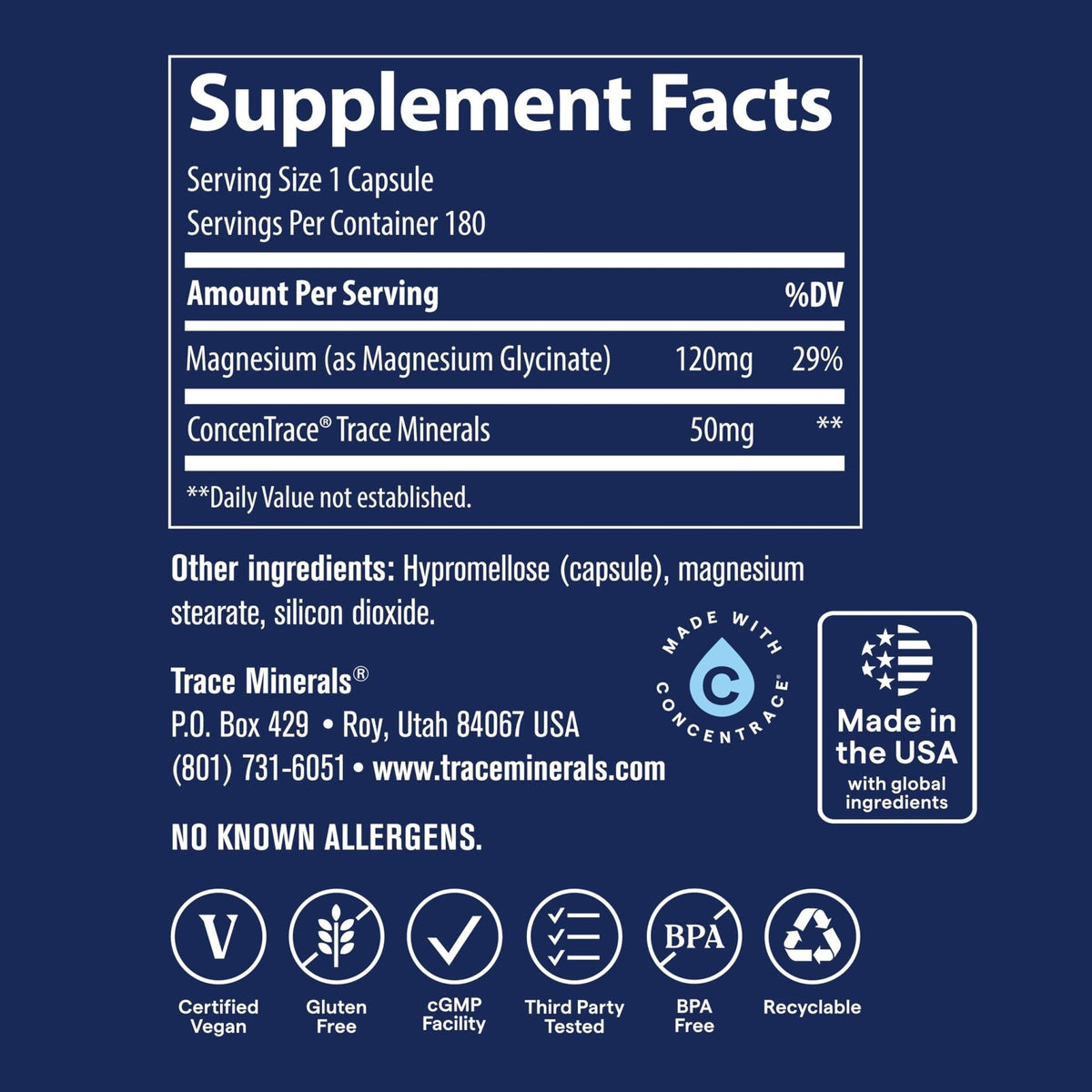 Trace Minerals Magnesium Glycinate - Gentle Magnesium Glycinate Supplement for Healthy Sleep & Relaxation Support - Healthy Mind & Energy - PrimeBioHealth - canada supplements