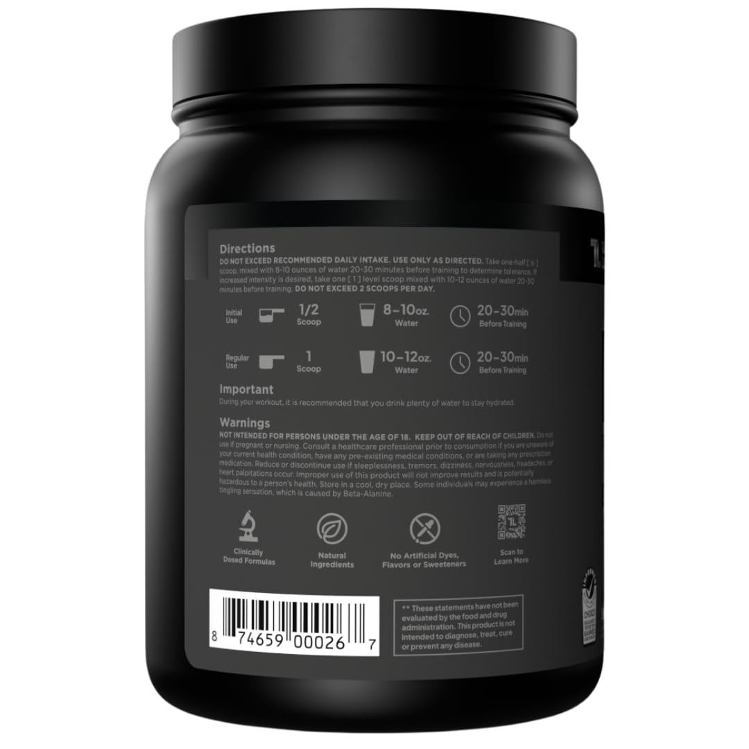 Transparent Labs Bulk Black Pre Workout - Clinically Dosed, Sugar Free Preworkout for Men and Women with Beta Alanine Powder, Citrulline Malate - PrimeBioHealth - canada supplements