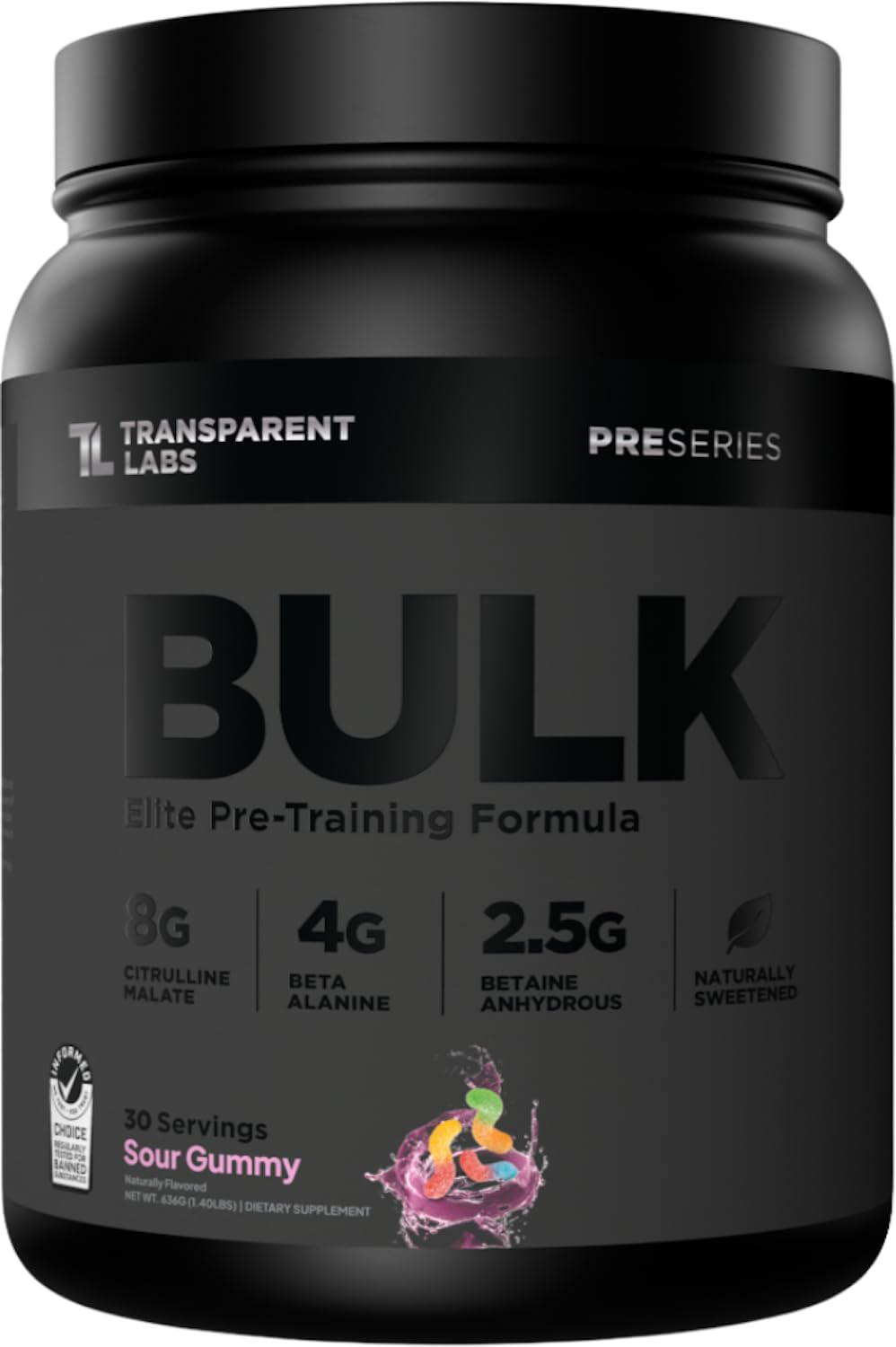 Transparent Labs Bulk Black Pre Workout - Clinically Dosed, Sugar Free Preworkout for Men and Women with Beta Alanine Powder, Citrulline Malate - PrimeBioHealth - canada supplements