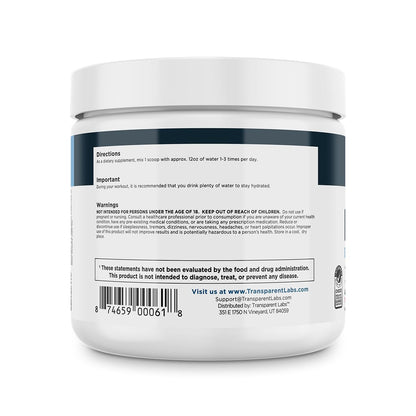 Transparent Labs Hydrate Naturally Sweetened Electrolytes Powder - Hydration Powder Electrolytes with Coconut Water, Calcium, Taurine, & Potassium - PrimeBioHealth - canada supplements