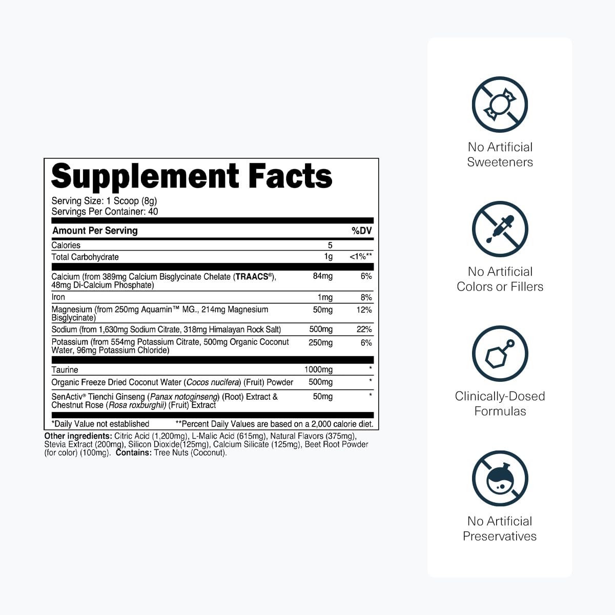 Transparent Labs Hydrate Naturally Sweetened Electrolytes Powder - Hydration Powder Electrolytes with Coconut Water, Calcium, Taurine, & Potassium - PrimeBioHealth - canada supplements