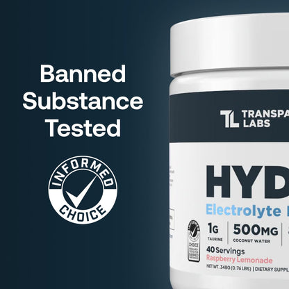 Transparent Labs Hydrate Naturally Sweetened Electrolytes Powder - Hydration Powder Electrolytes with Coconut Water, Calcium, Taurine, & Potassium - PrimeBioHealth - canada supplements