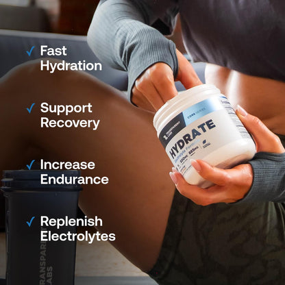 Transparent Labs Hydrate Naturally Sweetened Electrolytes Powder - Hydration Powder Electrolytes with Coconut Water, Calcium, Taurine, & Potassium - PrimeBioHealth - canada supplements