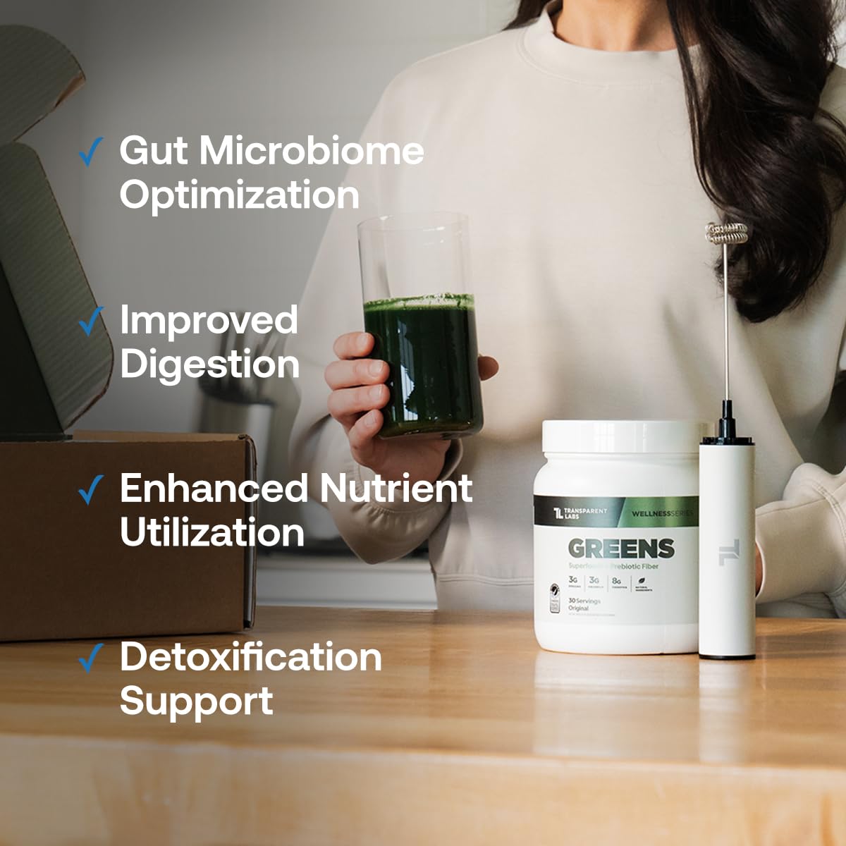 Transparent Labs Prebiotic Greens - Superfood Powder & Antioxidants Supplement with Organic Spirulina, Chloerra, Acacia, & Green Banana Powder - 30 Servings, Unflavored - PrimeBioHealth - canada supplements
