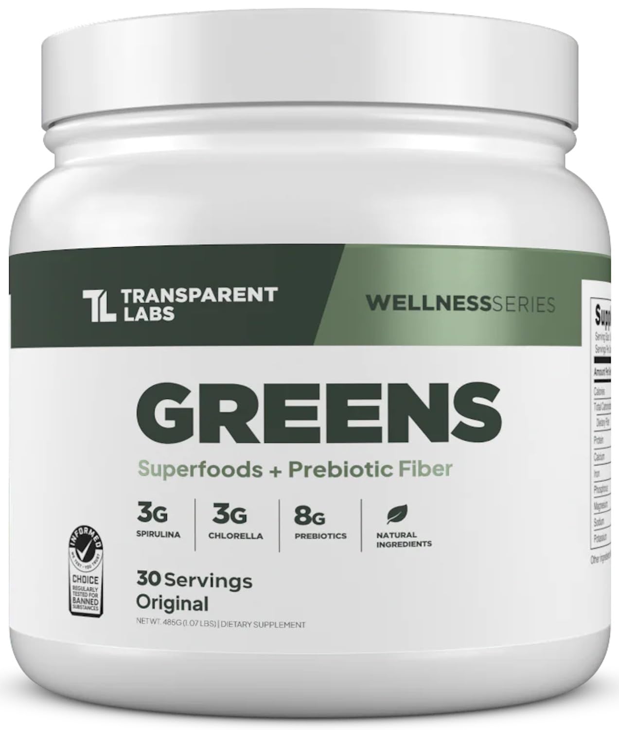 Transparent Labs Prebiotic Greens - Superfood Powder & Antioxidants Supplement with Organic Spirulina, Chloerra, Acacia, & Green Banana Powder - 30 Servings, Unflavored - PrimeBioHealth - canada supplements