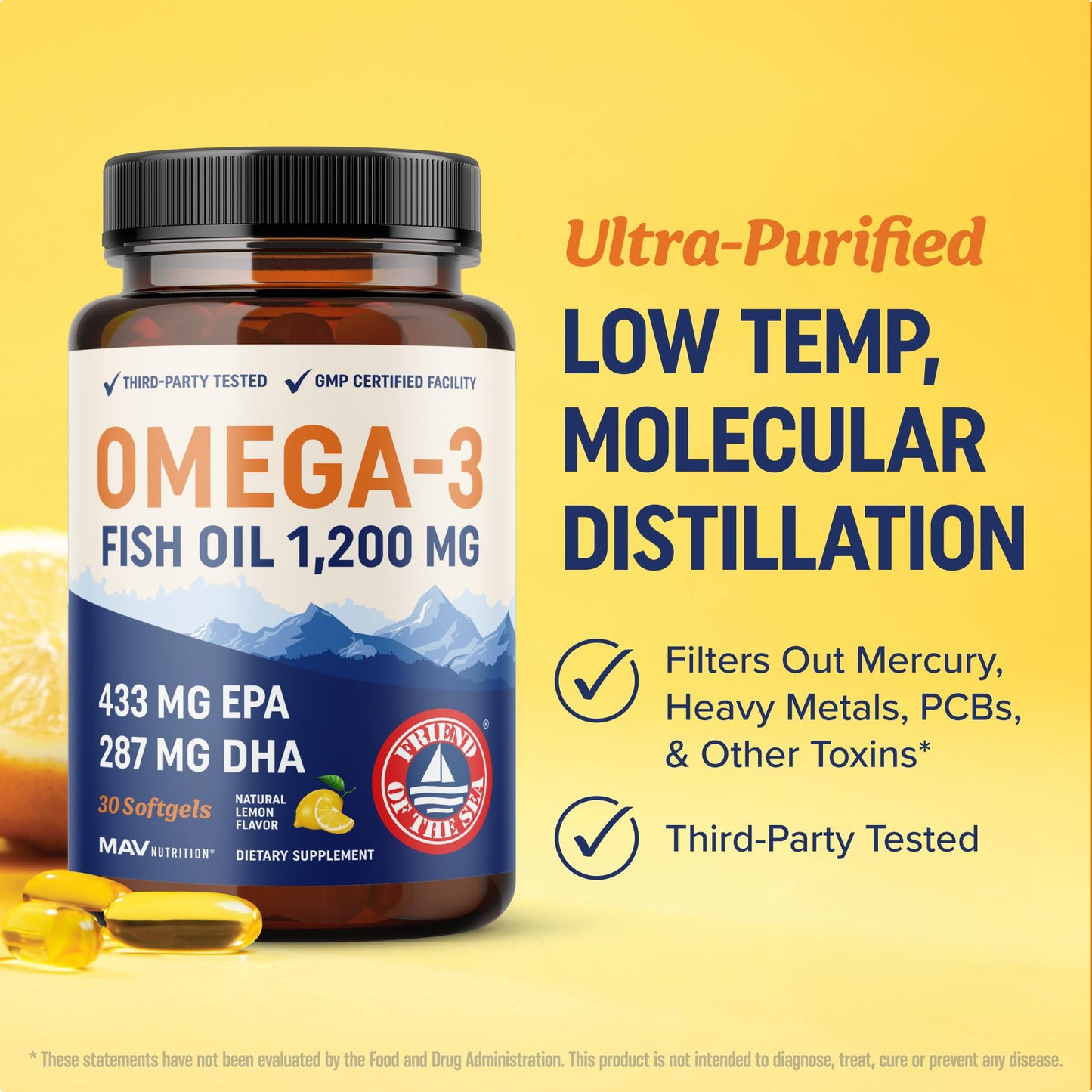 Triple Strength Omega 3 Fish Oil 1200 mg | EPA & DHA | Wild Caught, Sustainably Sourced Omega-3 Fatty Acids | Premium Burpless Fish Oil Supplements - PrimeBioHealth - canada supplements