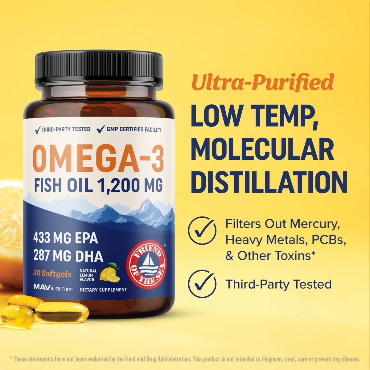 Triple Strength Omega 3 Fish Oil 1200 mg | EPA & DHA | Wild Caught, Sustainably Sourced Omega-3 Fatty Acids | Premium Burpless Fish Oil Supplements - PrimeBioHealth - canada supplements
