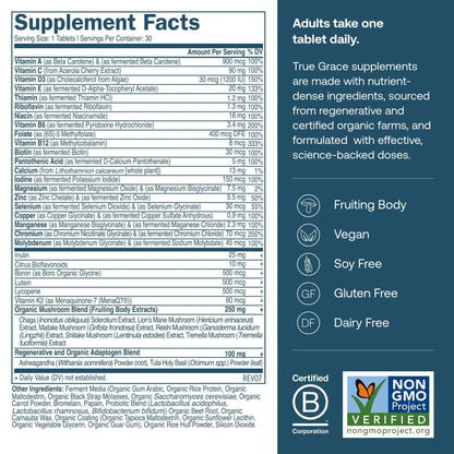 True Grace Men's 40+ One Daily Multivitamin Fermented Minerals, Organic Adaptogens & Mushrooms Whole Body Balance Immune - PrimeBioHealth - canada supplements