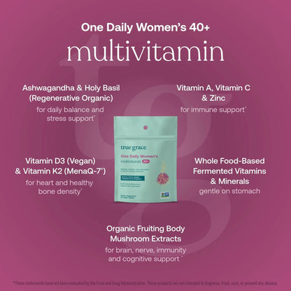 True Grace One Daily Women’s Multivitamin 40+ Fermented Minerals, Organic Adaptogens & Mushrooms Energy, Immune, Bone Support - PrimeBioHealth - canada supplements