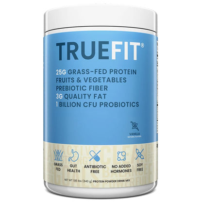TrueFit High Fiber Protein Powder, Grass-Fed Whey Meal Replacement Shake with Prebiotics, Probiotics, & Organic Superfoods, Keto Friendly, Gluten Free - PrimeBioHealth - canada supplements