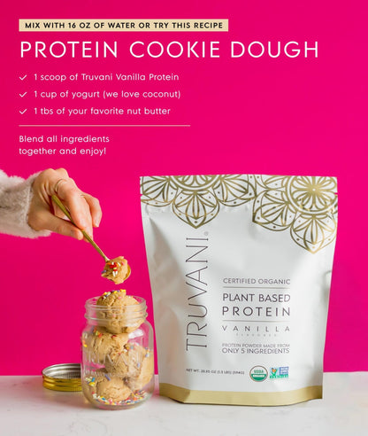 Truvani Organic Plant Based Protein Powder | Vanilla | 20g Pea Protein | 18 Servings | Vegan & Keto | Gluten & Dairy Free | Low Carb | No Added Sugar - PrimeBioHealth - canada supplements