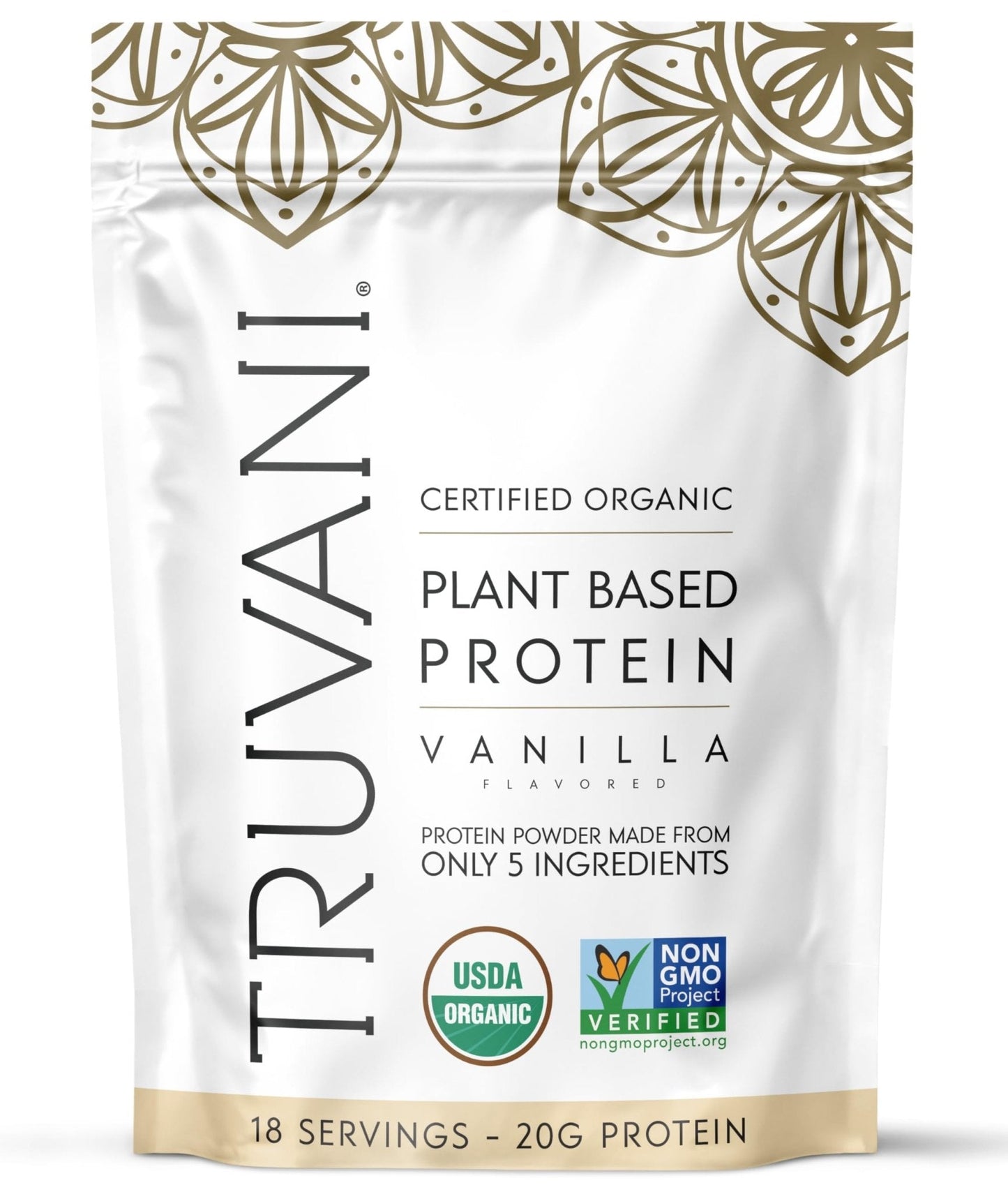 Truvani Organic Plant Based Protein Powder | Vanilla | 20g Pea Protein | 18 Servings | Vegan & Keto | Gluten & Dairy Free | Low Carb | No Added Sugar - PrimeBioHealth - canada supplements