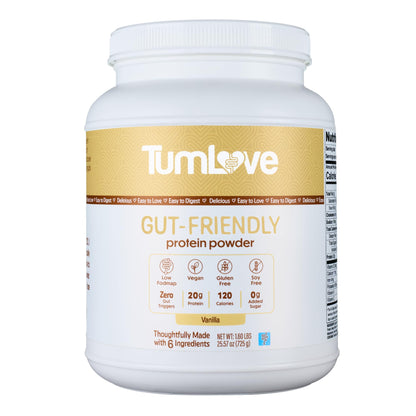 TumLove Vegan Protein Powder - Low FODMAP Certified, Gluten-Free, Dairy-Free, Soy-Free, 100% Gut-Friendly & Non-Bloating, Vanilla (25 Servings) - PrimeBioHealth - canada supplements