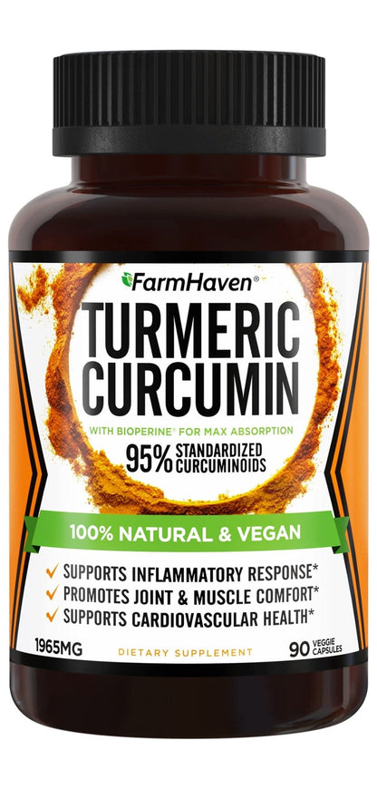 Turmeric Curcumin with BioPerine Black Pepper & 95% Curcuminoids, 1965mg, Maximum Absorption for Joint Support, Non-GMO Turmeric Capsules, - PrimeBioHealth - canada supplements