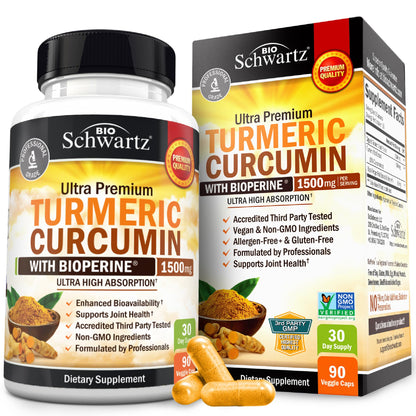 Turmeric Curcumin with Black Pepper Extract 1500mg - High Absorption Ultra Potent Turmeric Supplement with 95% Curcuminoids and BioPerine - PrimeBioHealth - canada supplements