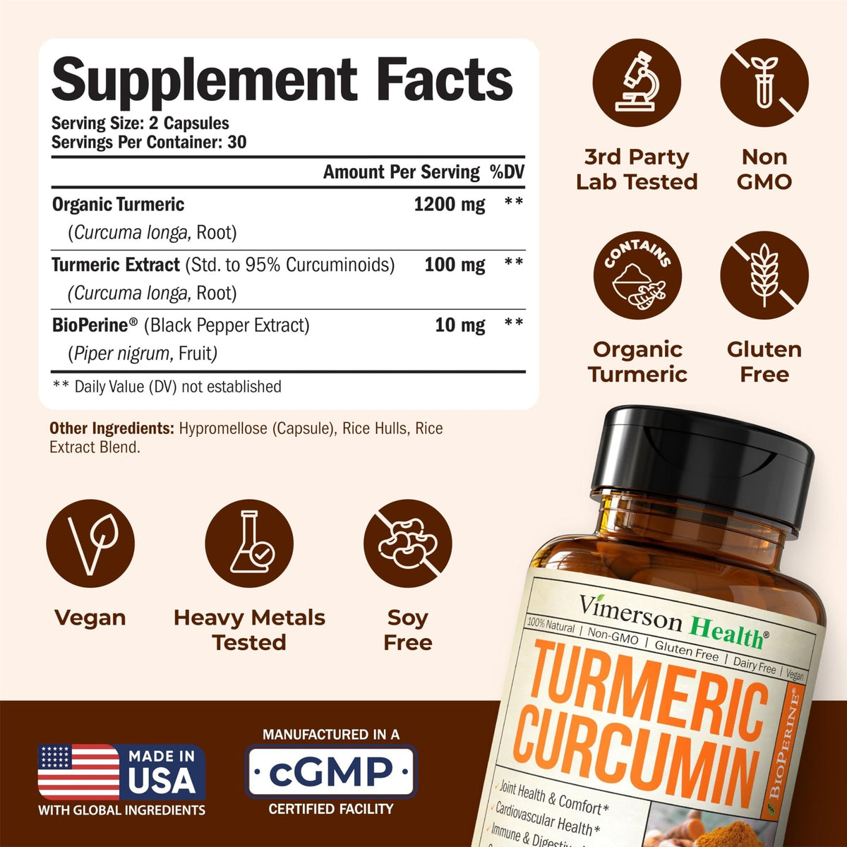 Turmeric with Black Pepper - High Potency Organic 1200mg Turmeric Curcumin Supplement for Joint Support & Digestive Health - Curcumin with Black Pepper - PrimeBioHealth - canada supplements