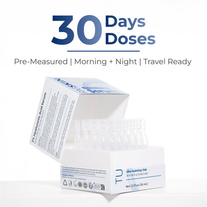 TURMSKIN® Hyaluronic Acid Serum Ampoules [ULTRA HYDRATING VIALS] - 3% Hyaluron Booster for Glass Skin & Anti Aging - 24 Hours Hydration - PrimeBioHealth - canada supplements