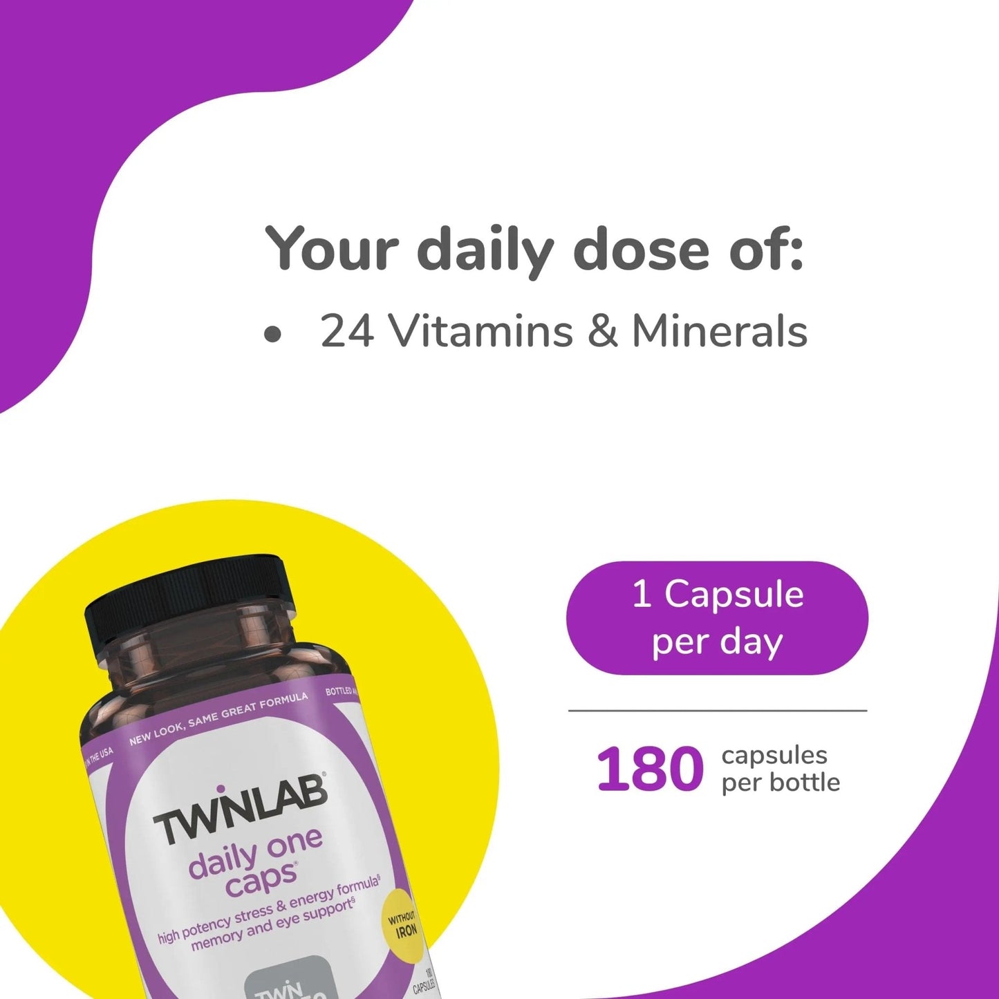 Twinlab Daily One Caps Without Iron - Nutritional Supplement with Zinc, B Vitamins, Magnesium, and More - 180 Capsules - PrimeBioHealth - canada supplements