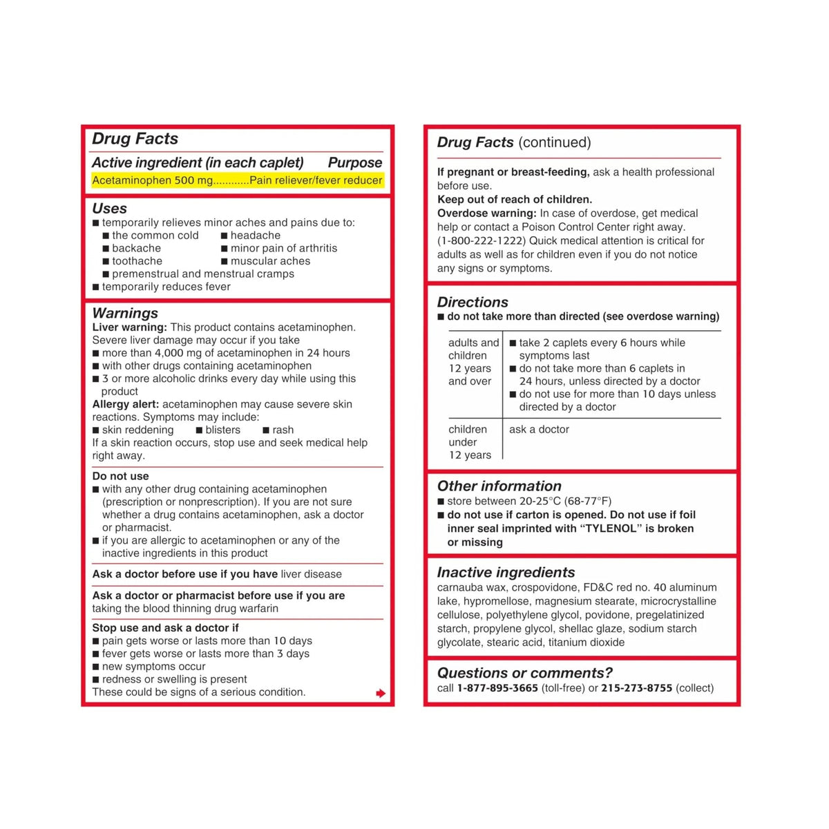 Tylenol Extra Strength Acetaminophen 500 mg Caplets, Fast, Strong Pain Relief, Fever Reducer, Pills for Headache, Backache, Toothache, Minor Arthritis & Menstrual Cramps, Value Size, 225 Count - PrimeBioHealth - canada supplements