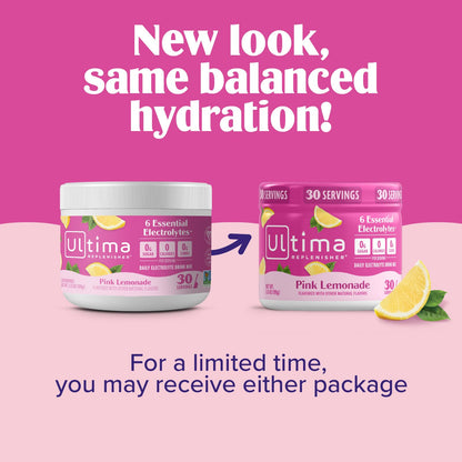 Ultima Replenisher Daily Electrolyte Powder Drink Mix – Pink Lemonade, 30 Servings Canister – Zero Sugar Hydration Powder with 6 Electrolytes & Minerals - PrimeBioHealth - canada supplements