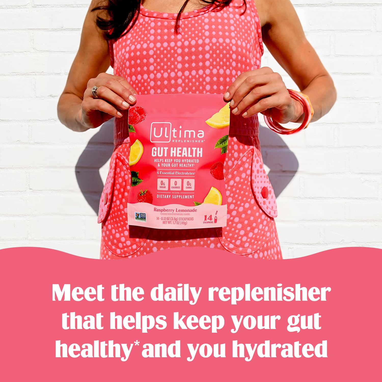 Ultima Replenisher Gut Health Supplement and Electrolytes Powder - Raspberry Lemonade, 14 Stickpacks - PrimeBioHealth - canada supplements