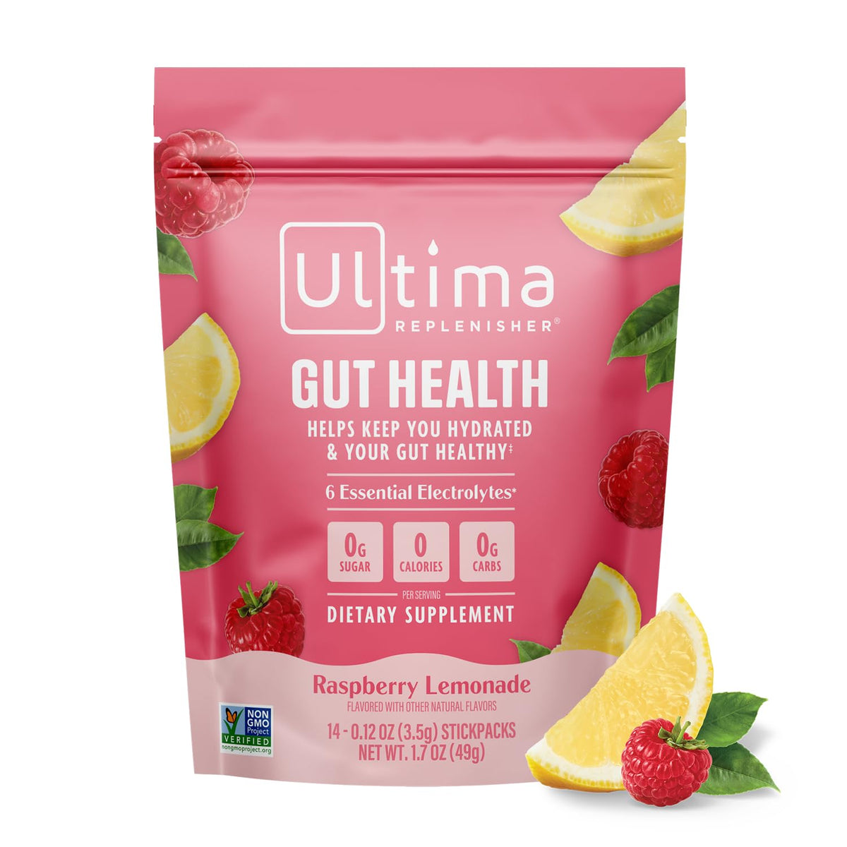 Ultima Replenisher Gut Health Supplement and Electrolytes Powder - Raspberry Lemonade, 14 Stickpacks - PrimeBioHealth - canada supplements