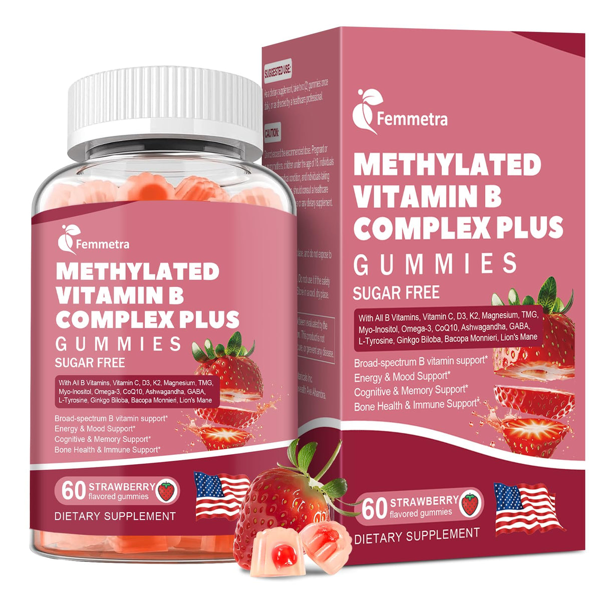 Ultra Methylated Vitamin B Complex Sugar Free Gummies - All B Vitamins + Vitamin C D3 K2 Ashwagandha Magnesium Omega 3 CoQ10 for Women Men - Methyl Vitamin B12 - PrimeBioHealth - canada supplements