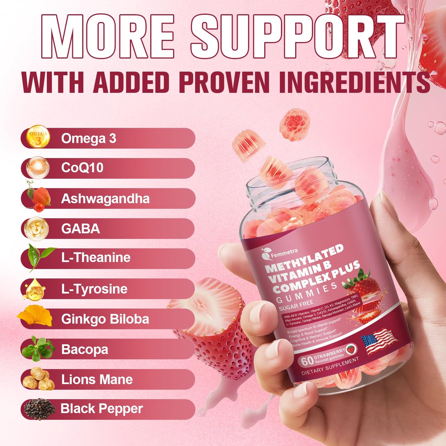 Ultra Methylated Vitamin B Complex Sugar Free Gummies - All B Vitamins + Vitamin C D3 K2 Ashwagandha Magnesium Omega 3 CoQ10 for Women Men - Methyl Vitamin B12 - PrimeBioHealth - canada supplements
