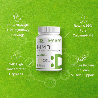 Ultra Strength HMB Supplements 3,000mg Per Serving, 240 Capsules | Third Party Tested | Supports Muscle Growth, Retention & Lean Muscle Mass | Fast Workout Recovery - PrimeBioHealth - canada supplements