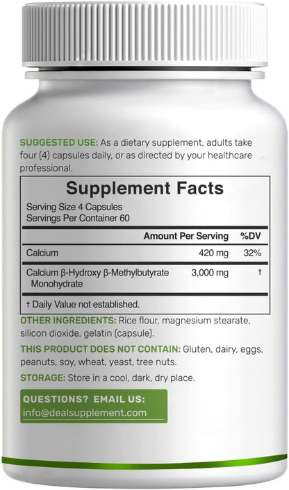 Ultra Strength HMB Supplements 3,000mg Per Serving, 240 Capsules | Third Party Tested | Supports Muscle Growth, Retention & Lean Muscle Mass | Fast Workout Recovery - PrimeBioHealth - canada supplements