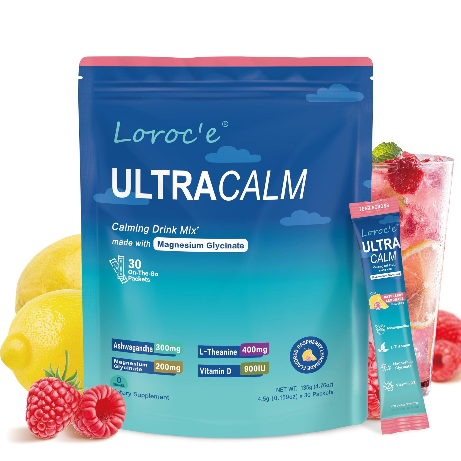 UltraCalm Super Cortisol Drink with Magnesium Glycinate, Ashwagandha, L-Theanine, Vitamin D3, Magnesium Powder for Sleep & Stress Relief - PrimeBioHealth - canada supplements