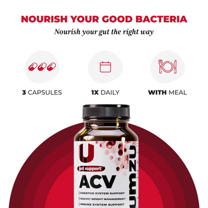 UMZU zuACV Apple Cider Vinegar + Prebiotics Supplement, (30 Day Supply) – ACV & Inulin Fiber Blend – Gut Health Support with ACV Capsules - PrimeBioHealth - canada supplements