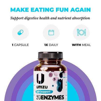 UMZU zuEnzymes Digestive Support Supplement, (30 Day Supply) – 21 Enzyme Blend with Lipase Protease & Amylase – Digestive Enzymes for Gut Health & Probiotic Daily - PrimeBioHealth - canada supplements