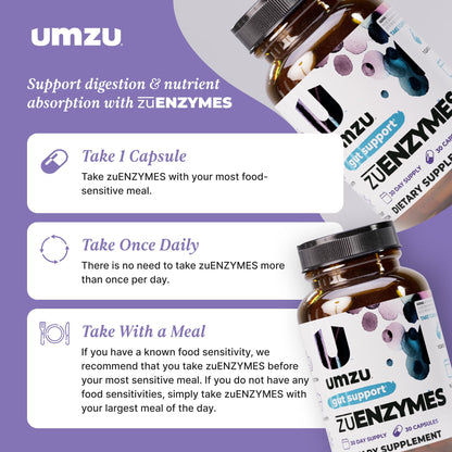 UMZU zuEnzymes Digestive Support Supplement, (30 Day Supply) – 21 Enzyme Blend with Lipase Protease & Amylase – Digestive Enzymes for Gut Health & Probiotic Daily - PrimeBioHealth - canada supplements
